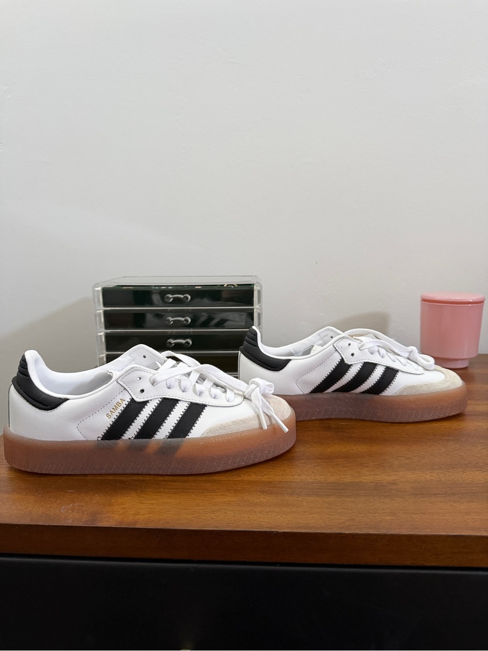 Adidas Sambae white platform sneakers